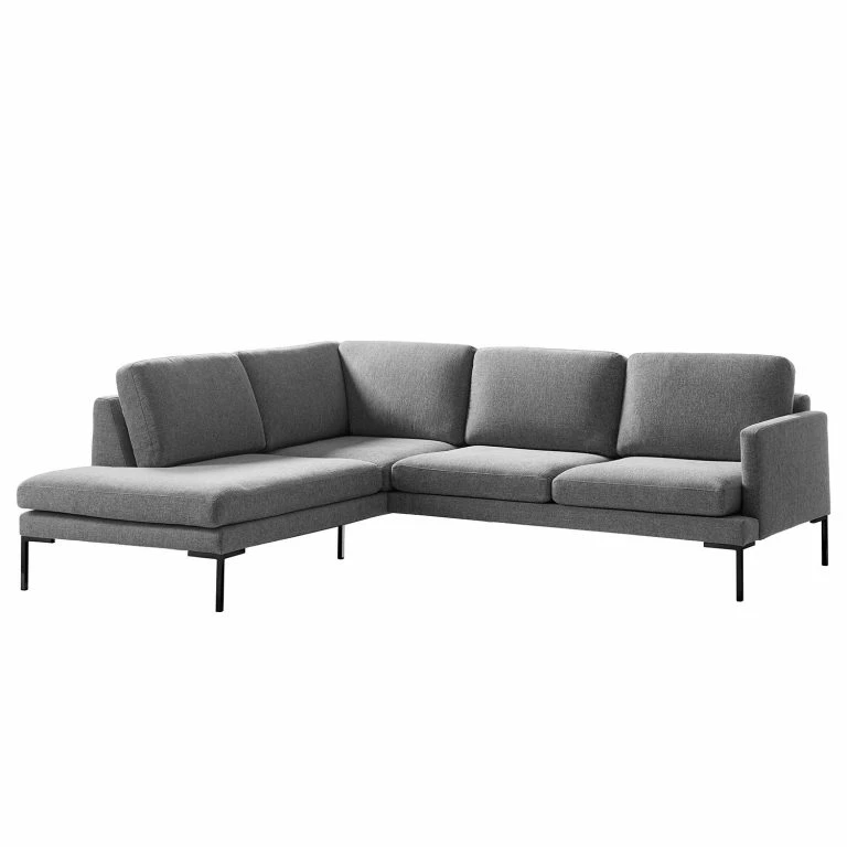 loftscape Fredriks Canapé d’angle Bellaire – Gris – Méridienne longue à gauche (vue de face) – Noir