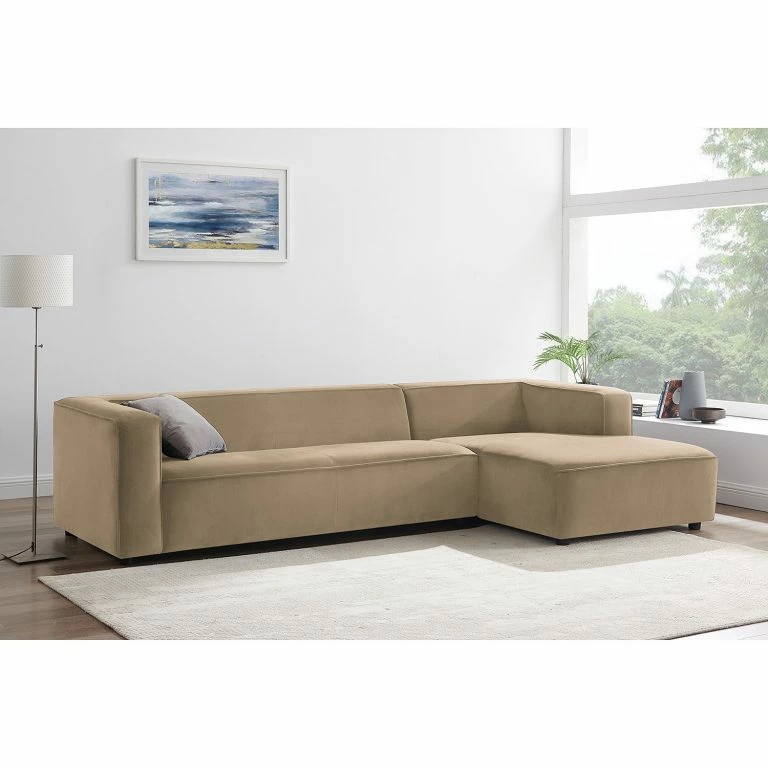 Loftscape Fredriks Canapé D’angle Berlou II – Microfibre – Beige – Méridienne Courte à Droite (vue De Face)