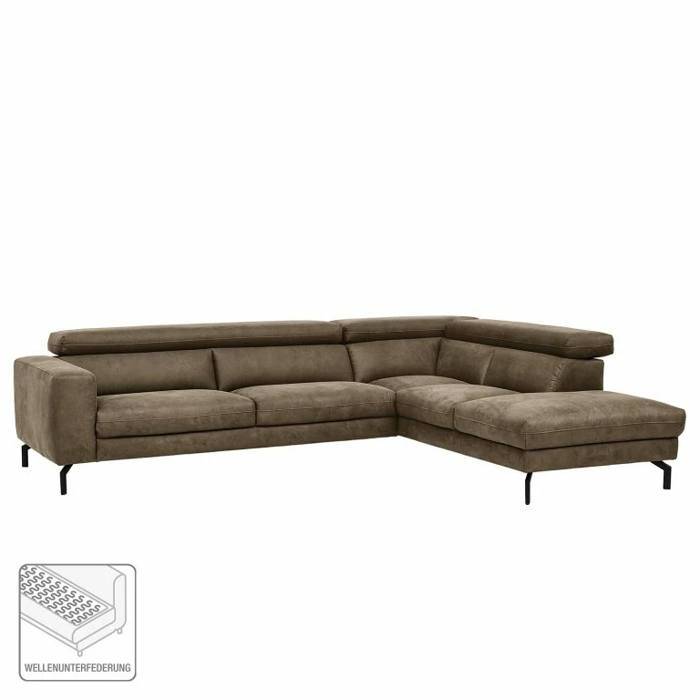 Loftscape Fredriks Canapé D‘angle Brodi – Microfibre – Limon – Méridienne Longue à Droite (vue De Face)