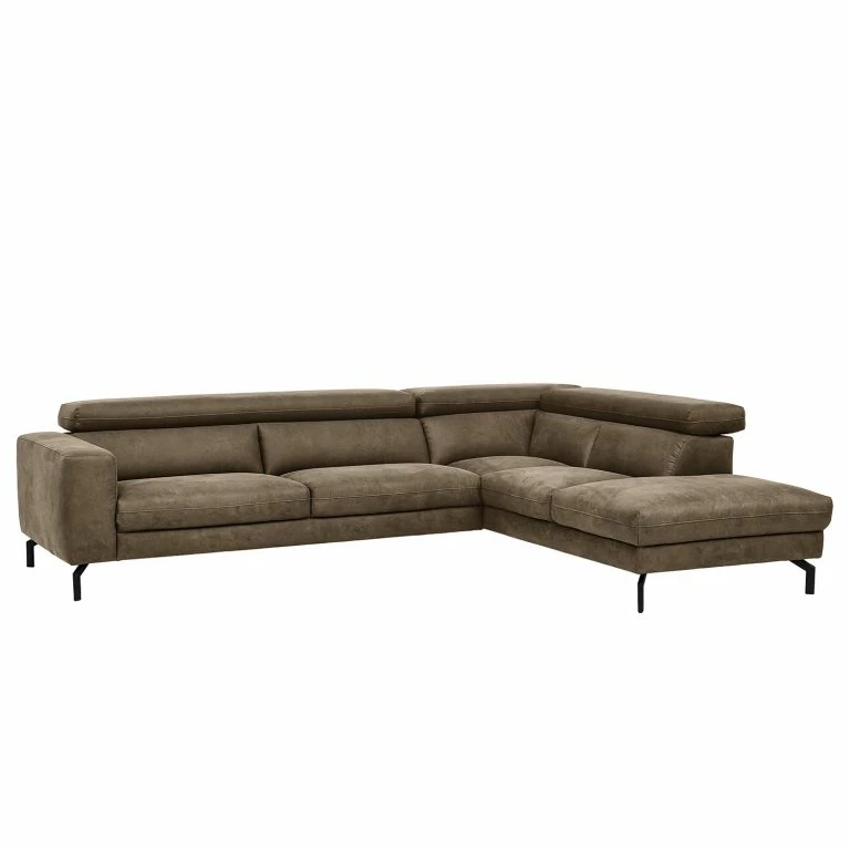 Loftscape Fredriks Canapé D‘angle Brodi – Microfibre – Limon – Méridienne Longue à Droite (vue De Face)