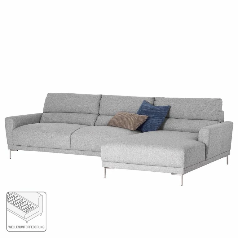 Loftscape Fredriks Canapé D’angle Burney – Tissu – Gris Clair – Méridienne Courte à Droite (vue De Face)