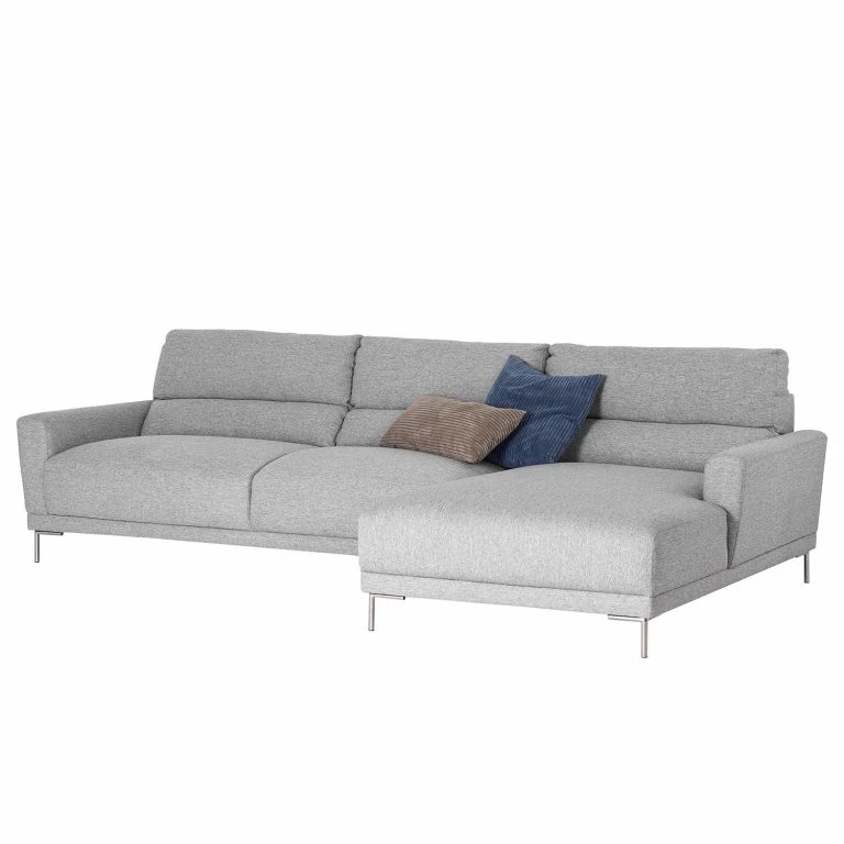loftscape Fredriks Canapé d’angle Burney – Tissu – Gris clair – Méridienne courte à droite (vue de face)