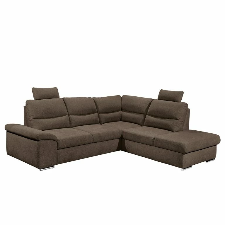 loftscape Fredriks Canapé d’angle Caldwell – Tissu – Tissu Roge: Espresso – Méridienne longue à droite (vue de face)