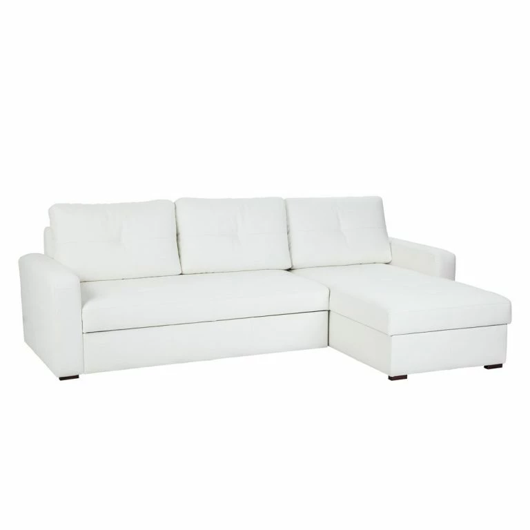 Loftscape Fredriks Canapé D’angle Cavolo – Avec Fonction Couchage – Imitation Cuir Blanc – Méridienne Montable à Gauche Ou à Droite