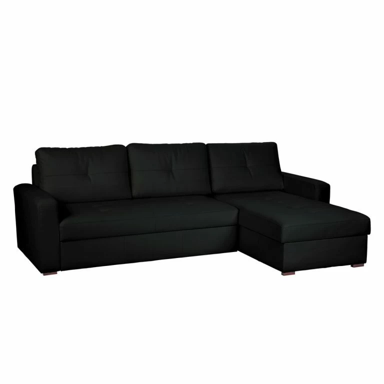 Loftscape Fredriks Canapé D’angle Cavolo – Avec Fonction Couchage – Imitation Cuir Noir – Méridienne Montable à Gauche Ou à Droite