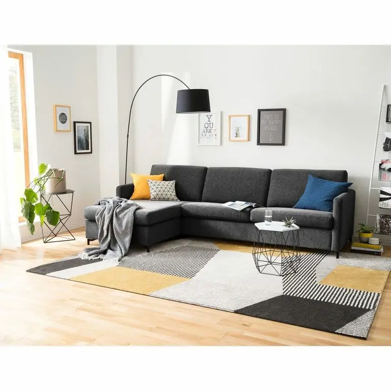 Loftscape Fredriks Canapé D’angle Cipo I – Noir Chiné – Méridienne Courte à Gauche (vue De Face)