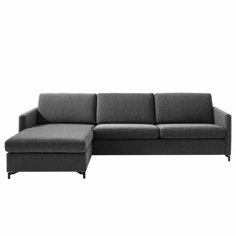 Loftscape Fredriks Canapé D’angle Cipo I – Noir Chiné – Méridienne Courte à Gauche (vue De Face)