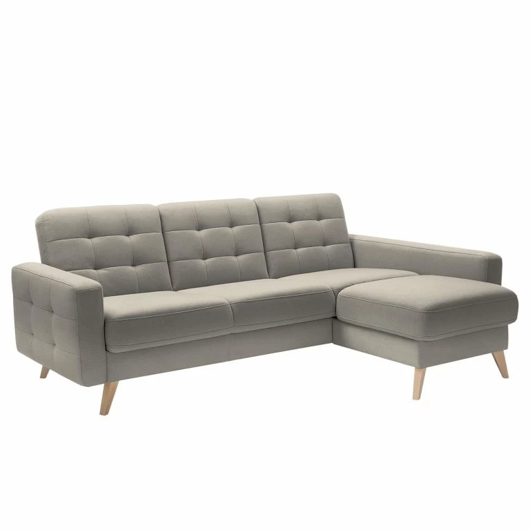 loftscape Fredriks Canapé d’angle Cropwell – Tissu – Tissu Ramse: Marron clair – Méridienne courte à droite (vue de face)