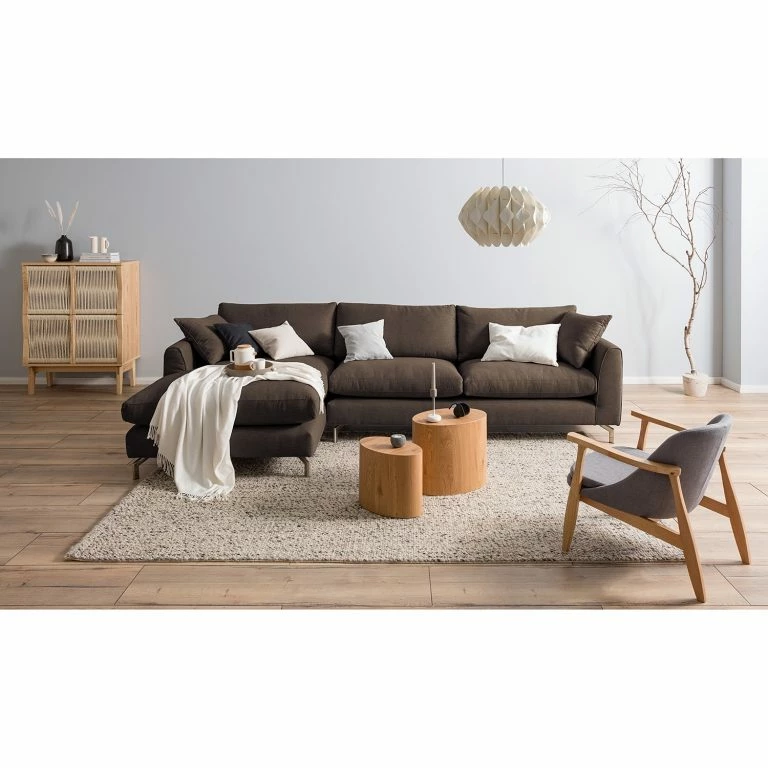 Loftscape Fredriks Canapé D’angle Crotto Tissu – Expresso – Méridienne Courte à Gauche (vue De Face)