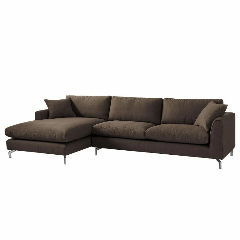 loftscape Fredriks Canapé d’angle Crotto Tissu – Expresso – Méridienne courte à gauche (vue de face)