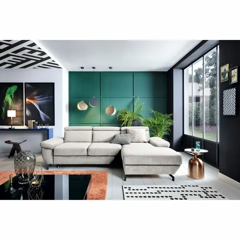 Loftscape Fredriks Canapé D’angle Cussay – Tissage à Plat – Tissu Cuna: Gris Clair – Méridienne Courte à Droite (vue De Face)