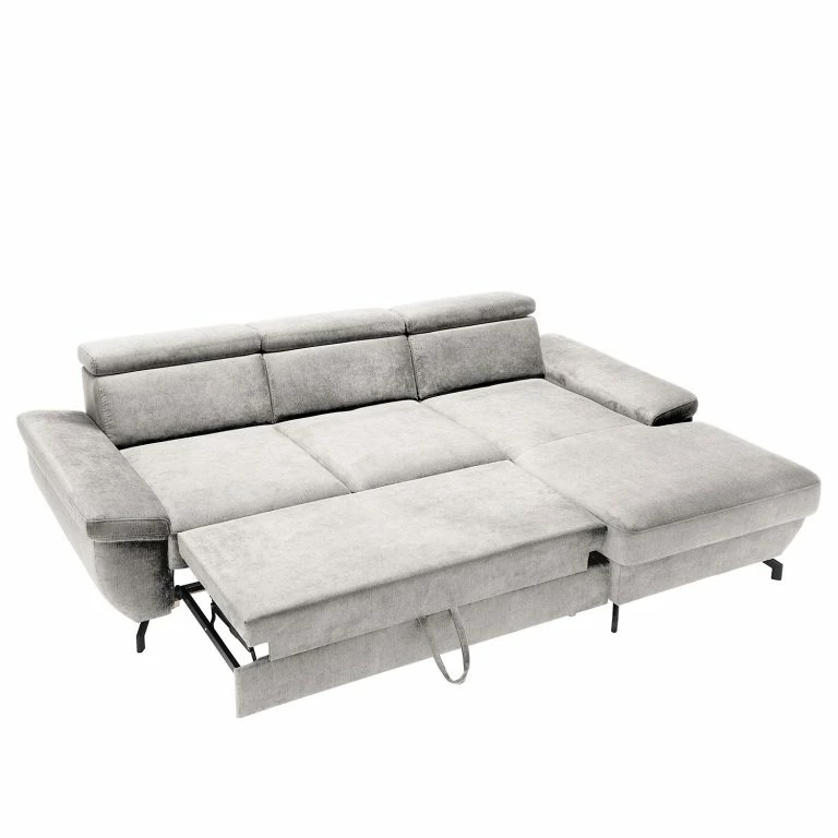 Loftscape Fredriks Canapé D’angle Cussay – Tissage à Plat – Tissu Cuna: Gris Clair – Méridienne Courte à Droite (vue De Face)