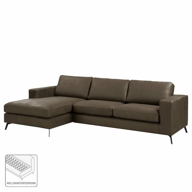 Loftscape Fredriks Canapé D‘angle Denny I – Microfibre – Marron Foncé – Méridienne Courte à Gauche (vue De Face)