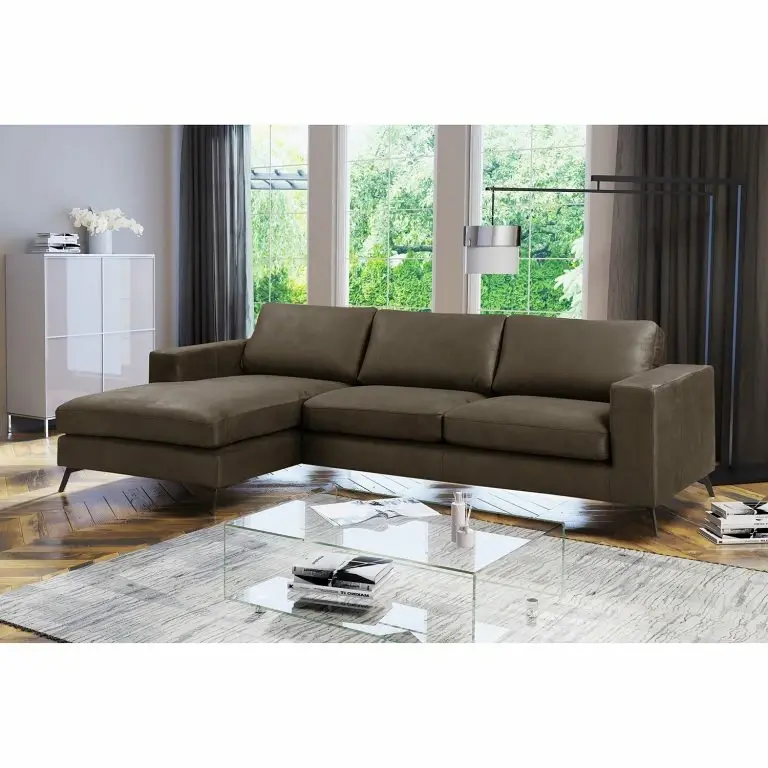 Loftscape Fredriks Canapé D‘angle Denny I – Microfibre – Marron Foncé – Méridienne Courte à Gauche (vue De Face)