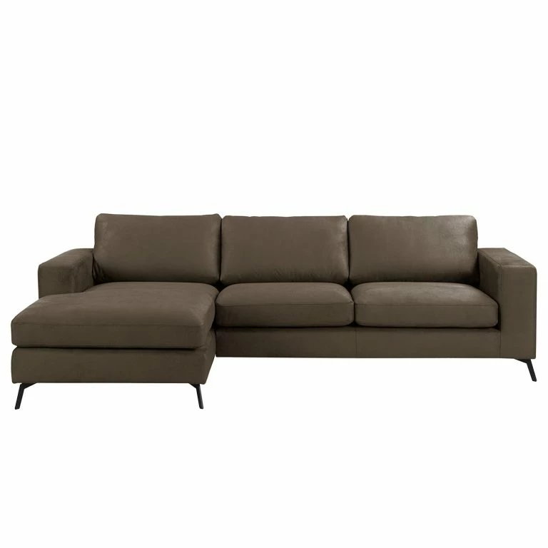 Loftscape Fredriks Canapé D‘angle Denny I – Microfibre – Marron Foncé – Méridienne Courte à Gauche (vue De Face)