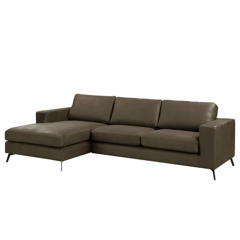 Loftscape Fredriks Canapé D‘angle Denny I – Microfibre – Marron Foncé – Méridienne Courte à Gauche (vue De Face)