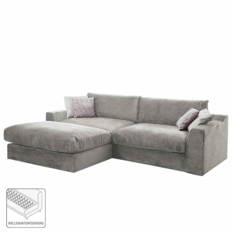 Loftscape Fredriks Canapé D’angle Dixwell II – Tissage à Plat – Gris Platine – Méridienne Courte à Gauche (vue De Face)