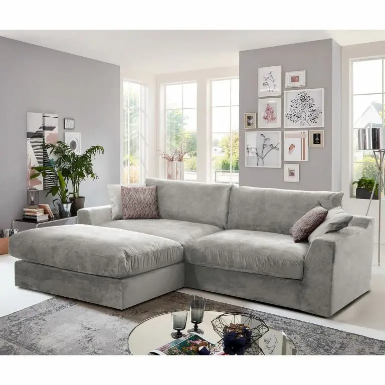 Loftscape Fredriks Canapé D’angle Dixwell II – Tissage à Plat – Gris Platine – Méridienne Courte à Gauche (vue De Face)