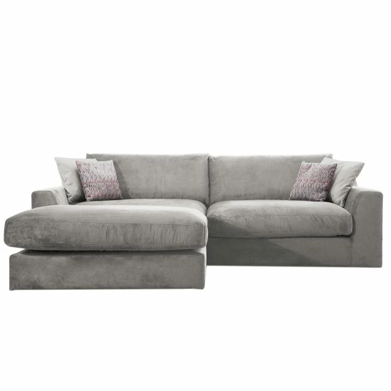 Loftscape Fredriks Canapé D’angle Dixwell II – Tissage à Plat – Gris Platine – Méridienne Courte à Gauche (vue De Face)