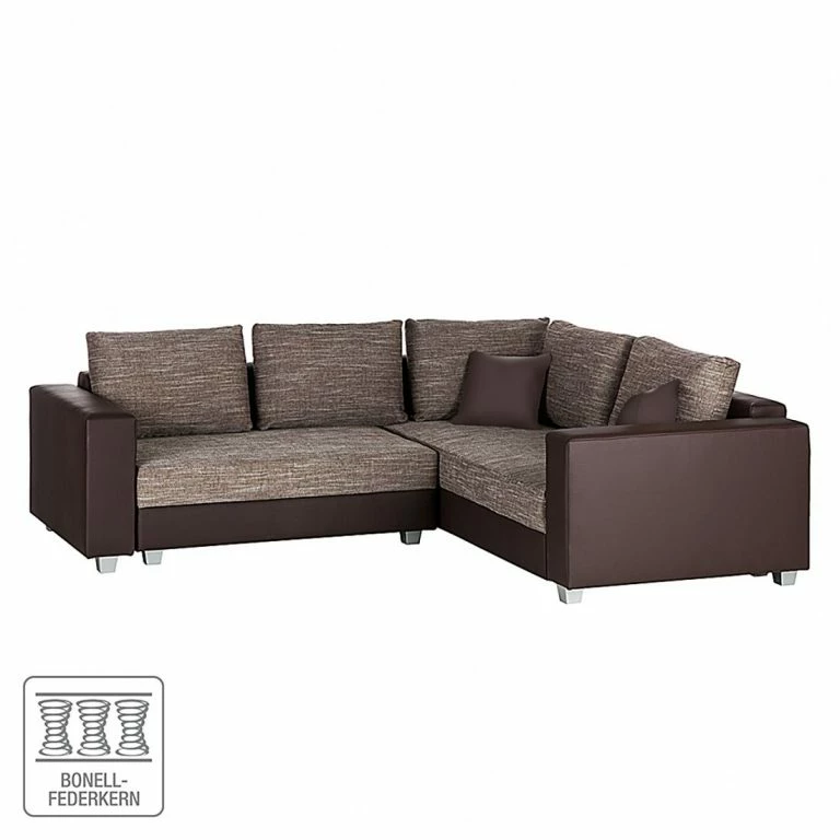 loftscape Fredriks Canapé d’angle Dublin I (convertible) – Marron foncé / Cappuccino – Largeur : 254 cm