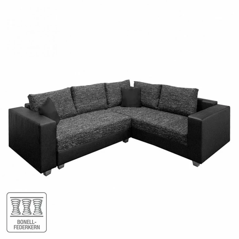 loftscape Fredriks Canapé d’angle Dublin I (convertible) – Noir / Anthracite – Largeur : 254 cm