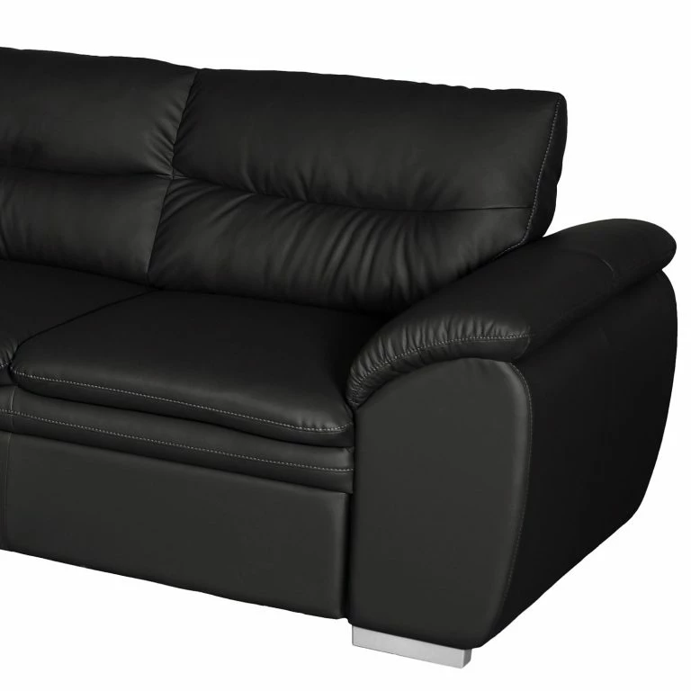 Loftscape Fredriks Canapé D’angle Elkin – Imitation Cuir – Noir – Méridienne Longue à Gauche (vue De Face) – Sans Fonction