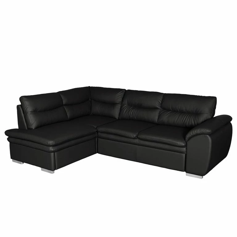 loftscape Fredriks Canapé d’angle Elkin – Imitation cuir – Noir – Méridienne longue à gauche (vue de face) – Sans fonction