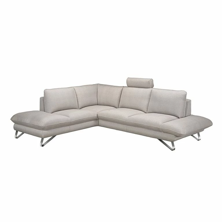 Loftscape Fredriks Canapé D’angle Enzo – Tissu Structuré Beige – Méridienne à Gauche (vue De Face) – 2 Appui-tête