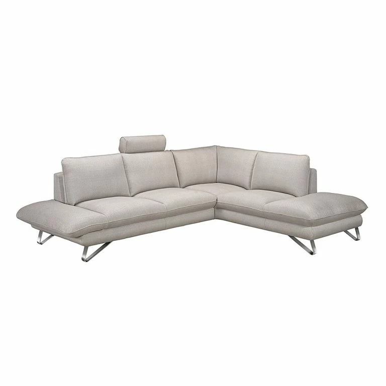 Loftscape Fredriks Canapé D’angle Enzo – Tissu Structuré Beige – Méridienne à Droite (vue De Face) – 2 Appui-tête