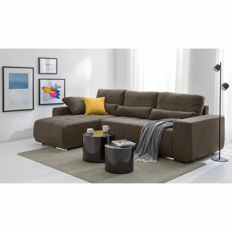 Loftscape Fredriks Canapé D’angle Galilea (convertible) – Microfibre Bobil: Marron Gris