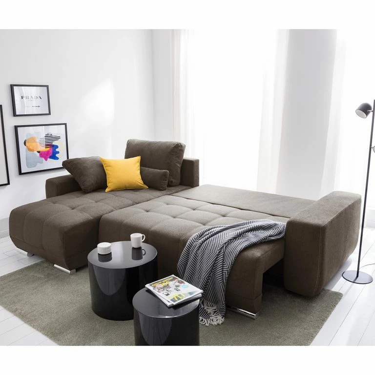 Loftscape Fredriks Canapé D’angle Galilea (convertible) – Microfibre Bobil: Marron Gris