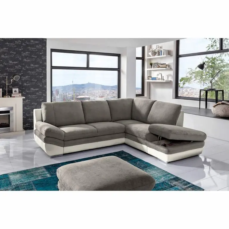 Loftscape Fredriks Canapé D’angle Gerton – Blanc Gris – Méridienne Longue à Droite (vue De Face)