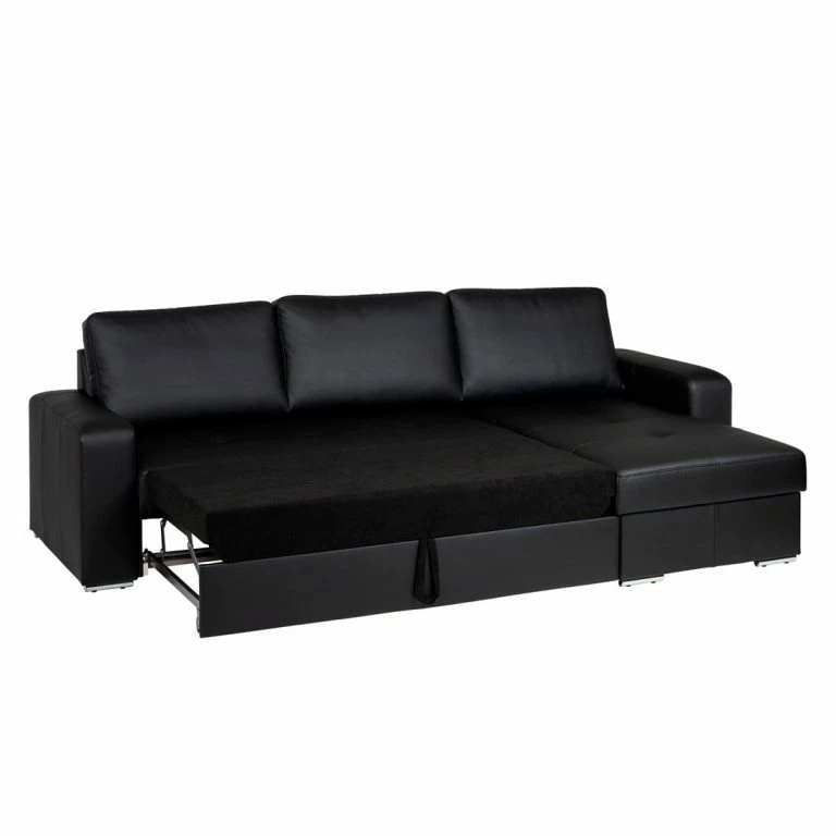 Loftscape Fredriks Canapé D’angle Giglio (convertible) – Cuir Synthétique Noir – Méridienne Qui Peut être Montée à Droite Ou à Gauche