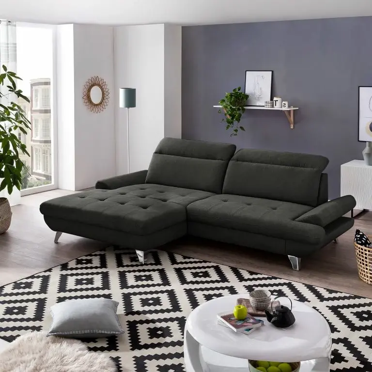 Loftscape Fredriks Canapé D’angle Gorman – Microfibre – Noir – Méridienne Courte à Gauche (vue De Face) – Fonction Couchage