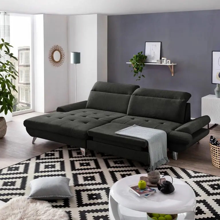 Loftscape Fredriks Canapé D’angle Gorman – Microfibre – Noir – Méridienne Courte à Gauche (vue De Face) – Fonction Couchage