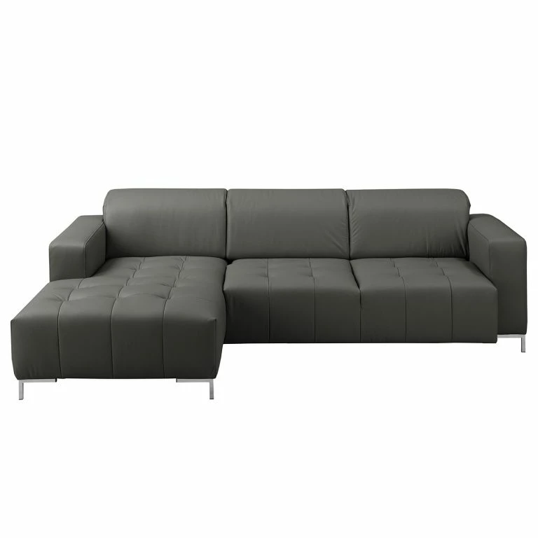 Loftscape Fredriks Canapé D’angle Graide I – Cuir Véritable – Gris – Méridienne Courte à Gauche (vue De Face) – Sans Fonction