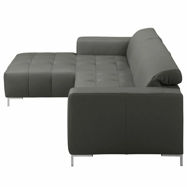 Loftscape Fredriks Canapé D’angle Graide I – Cuir Véritable – Gris – Méridienne Courte à Gauche (vue De Face) – Sans Fonction