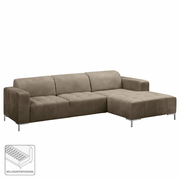 Loftscape Fredriks Canapé D’angle Graide III – Aspect Cuir Vieilli – Taupe – Méridienne Courte à Droite (vue De Face) – Sans Fonction