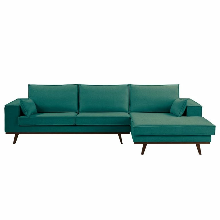 Loftscape Fredriks Canapé D’angle Jurga – Tissu Sioma: Vert-Marron – Méridienne Courte à Droite (vue De Face)