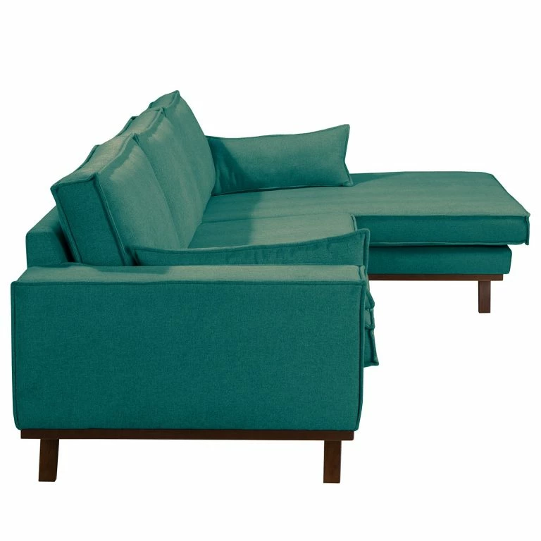 Loftscape Fredriks Canapé D’angle Jurga – Tissu Sioma: Vert-Marron – Méridienne Courte à Droite (vue De Face)
