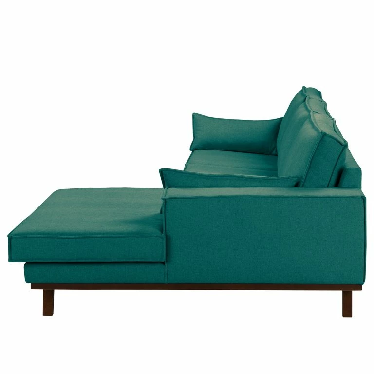 Loftscape Fredriks Canapé D’angle Jurga – Tissu Sioma: Vert-Marron – Méridienne Courte à Droite (vue De Face)