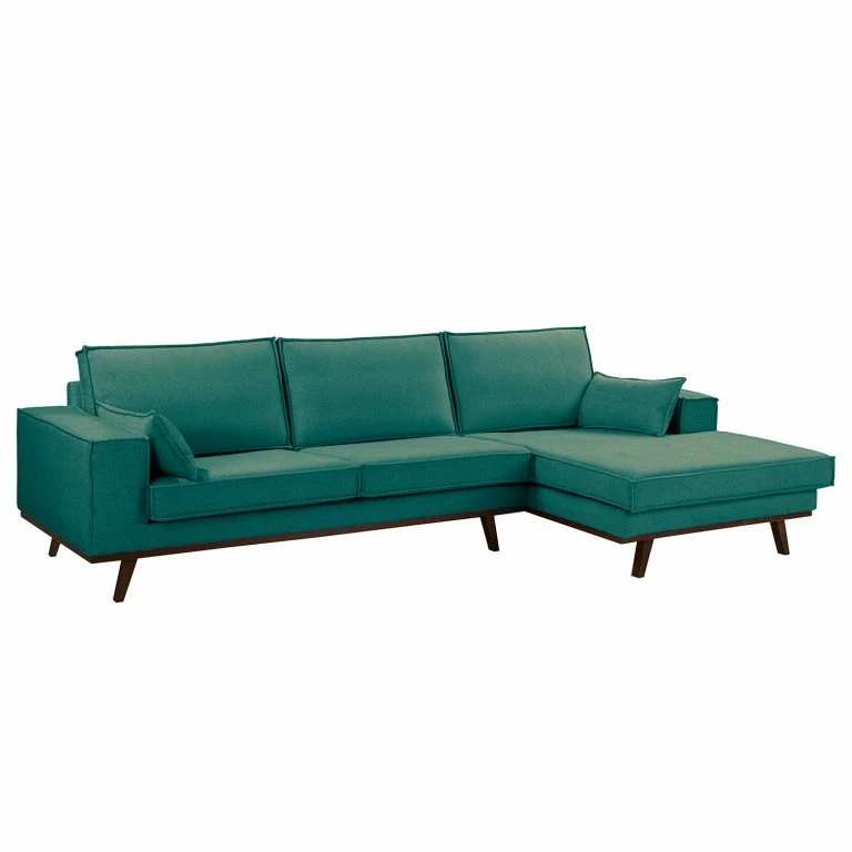 Loftscape Fredriks Canapé D’angle Jurga – Tissu Sioma: Vert-Marron – Méridienne Courte à Droite (vue De Face)