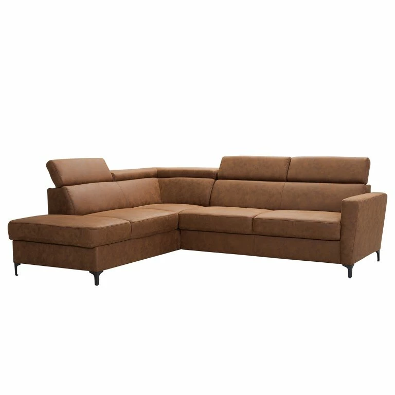 Loftscape Fredriks Canapé D’angle Landaff – Microfibre – Microfibre Torne: Marron Chevreuil – Méridienne Longue à Gauche (vue De Face) – Sans Fonction Couchage – Sans Repose-pieds