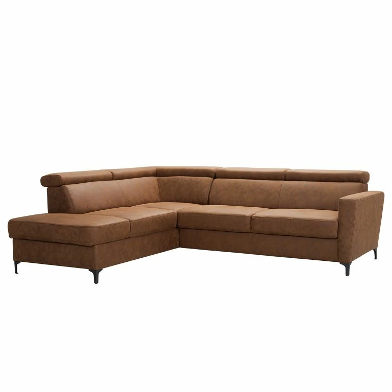 loftscape Fredriks Canapé d’angle Landaff – Microfibre – Microfibre Torne: Marron chevreuil – Méridienne longue à gauche (vue de face) – Sans fonction couchage – Sans repose-pieds