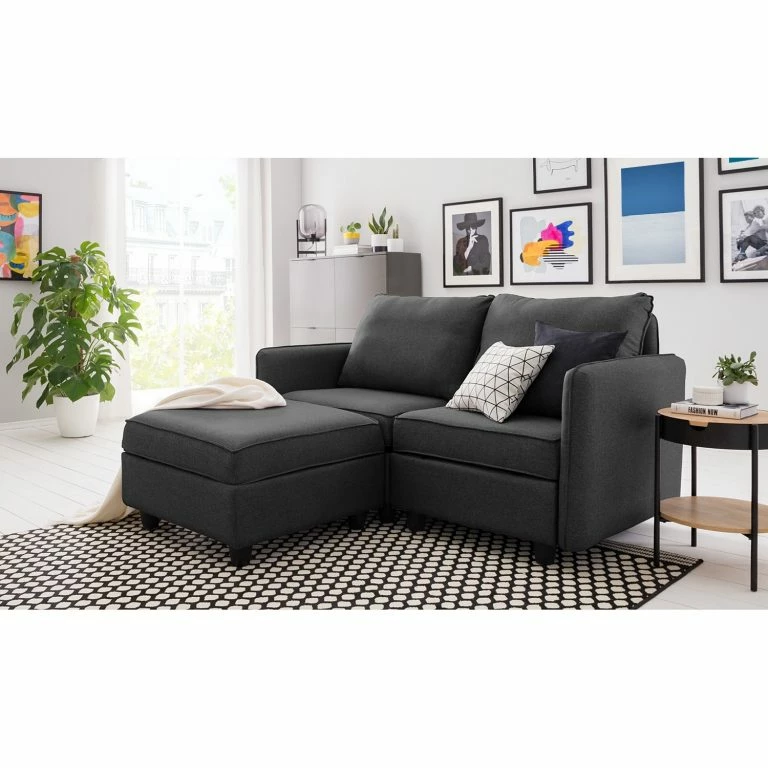 Loftscape Fredriks Canapé D’angle Lavara IV – Tissu – Gris Foncé