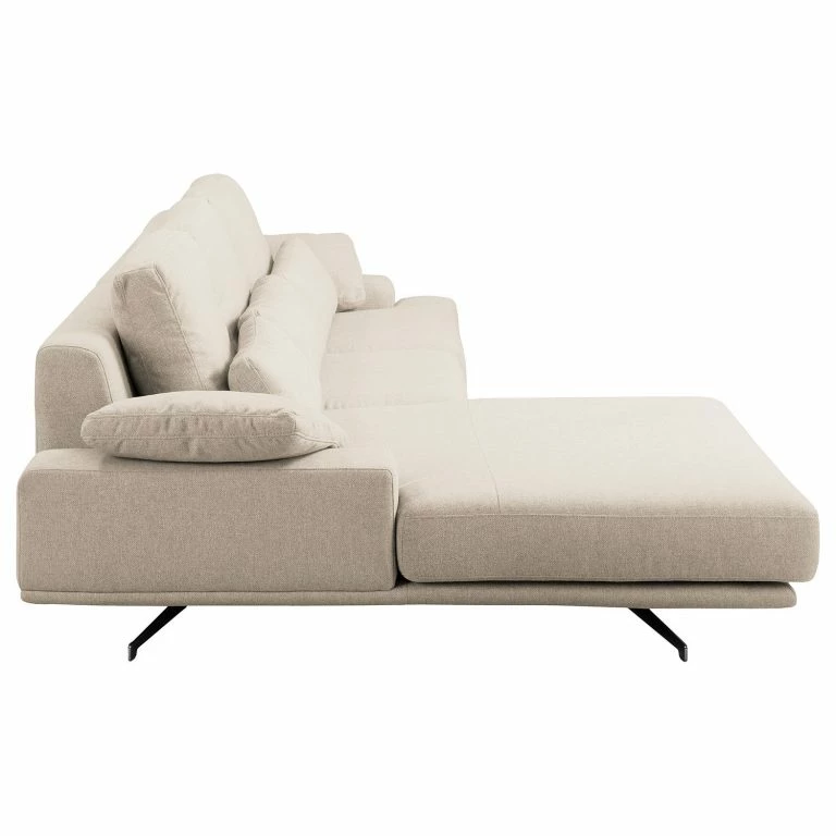 Loftscape Fredriks Canapé D’angle Lurrip II – Tissu – Tissu Delea: Beige – Méridienne Courte à Gauche (vue De Face)