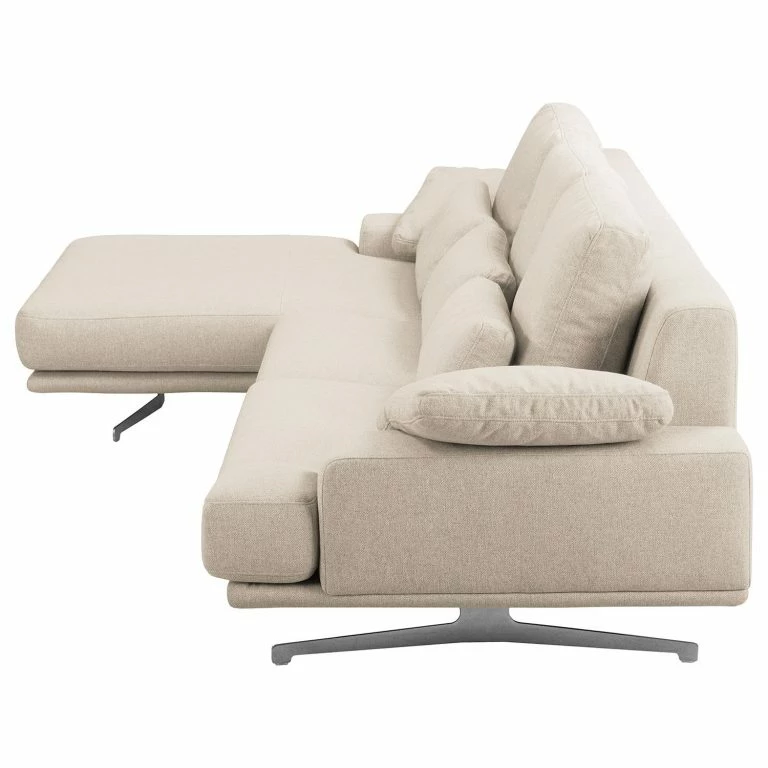 Loftscape Fredriks Canapé D’angle Lurrip II – Tissu – Tissu Delea: Beige – Méridienne Courte à Gauche (vue De Face)