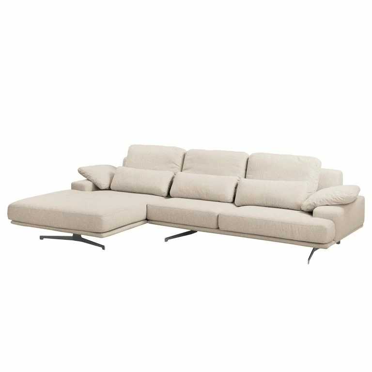 loftscape Fredriks Canapé d’angle Lurrip II – Tissu – Tissu Delea: Beige – Méridienne courte à gauche (vue de face)