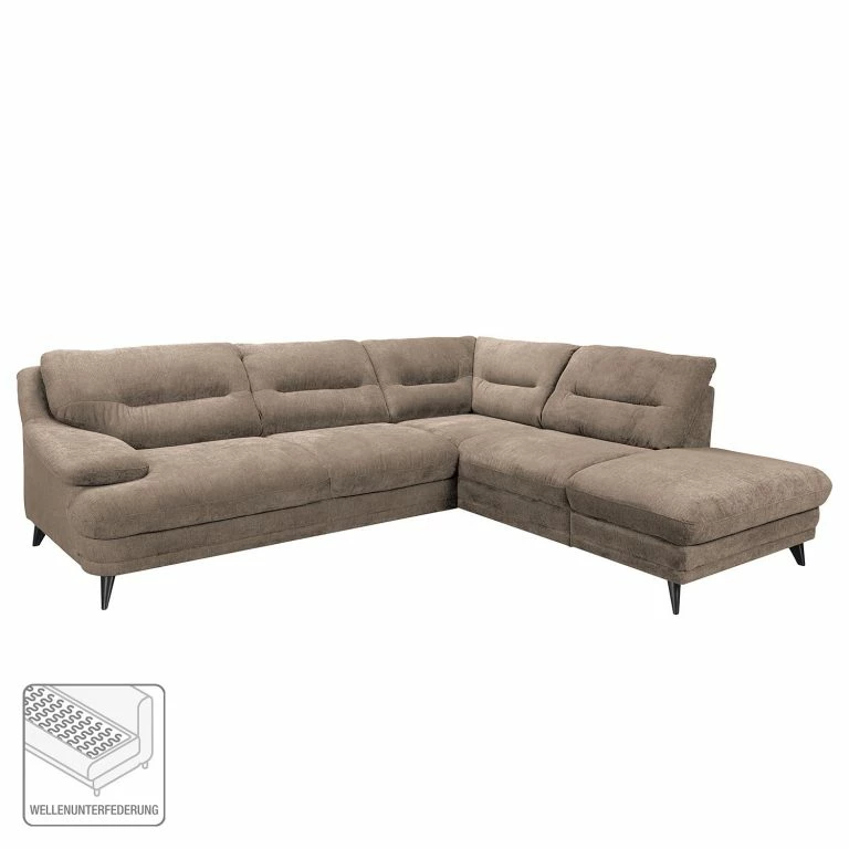 Loftscape Fredriks Canapé D’angle Lutz I – Microfibre – Taupe – Méridienne Longue à Gauche (vue De Face)