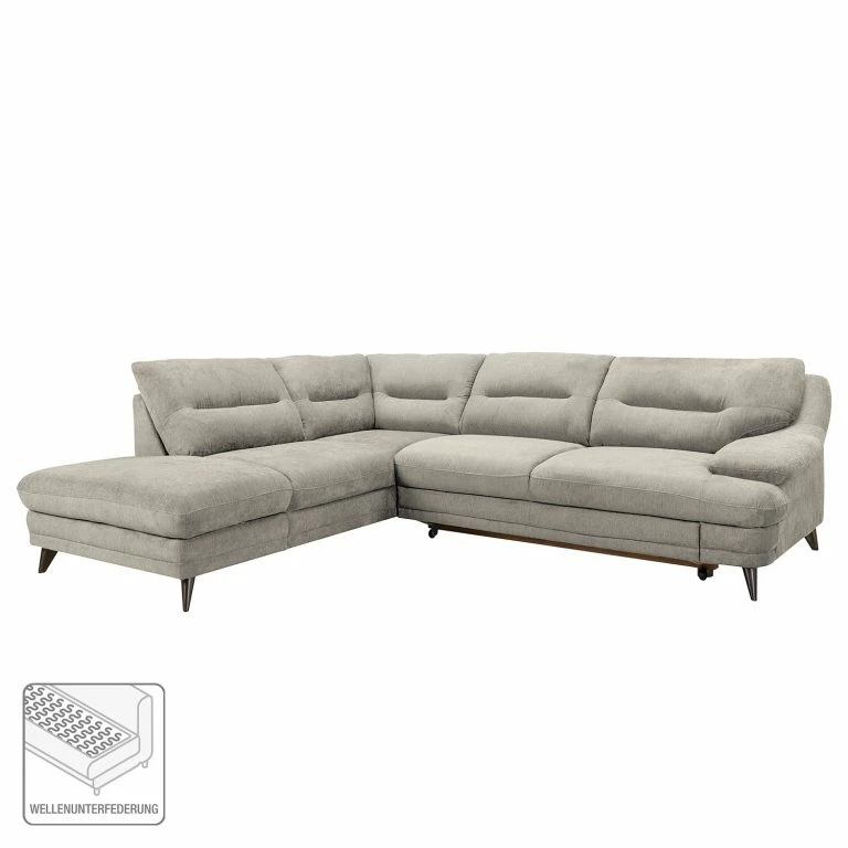 Loftscape Fredriks Canapé D’angle Lutz III – Microfibre – Gris Sable – Méridienne Longue à Gauche (vue De Face)